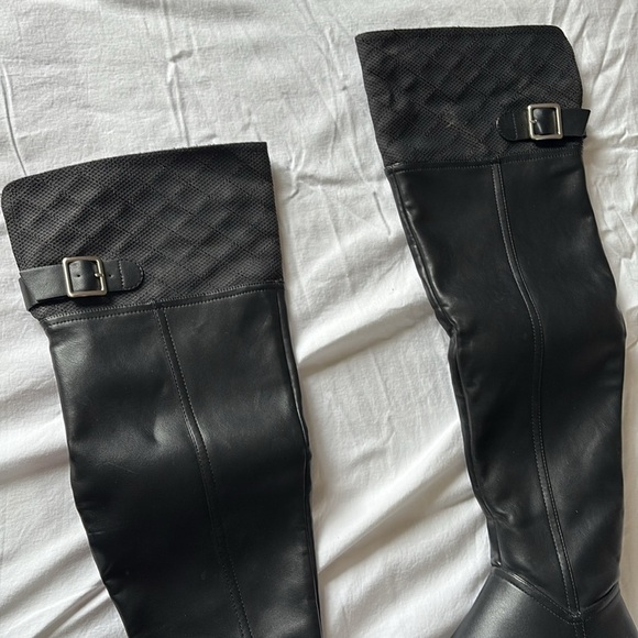 Call It Spring Black Knee High Riding Boots | Equestrian Fall Trend Faux Leather - Picture 2 of 8